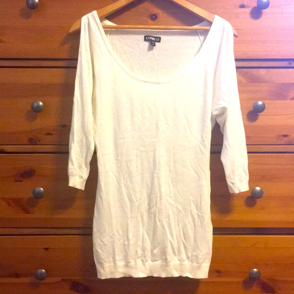 Express cold shoulder sweater. Cream size xs.